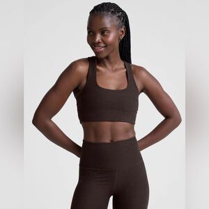 Spacedye Simplicity Long Line Bra 2.0 - Dark Chocolate Heather